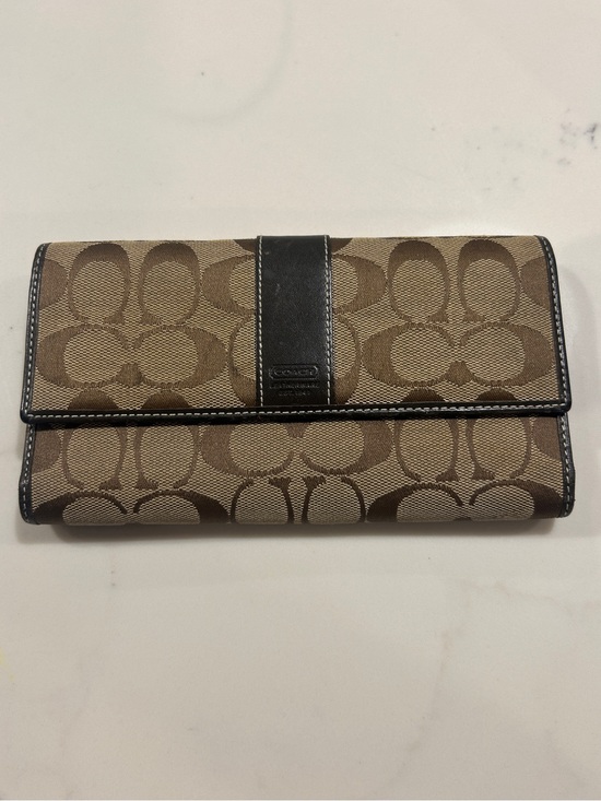 Coach Handbags - COACH Jacquard & Leather SIGNATURE C Checkbook Wallet With Checkbook Cover